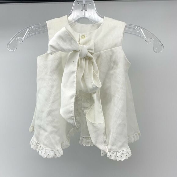 Vintage Smocked Open Back 12M Dress White - Picture 5 of 9